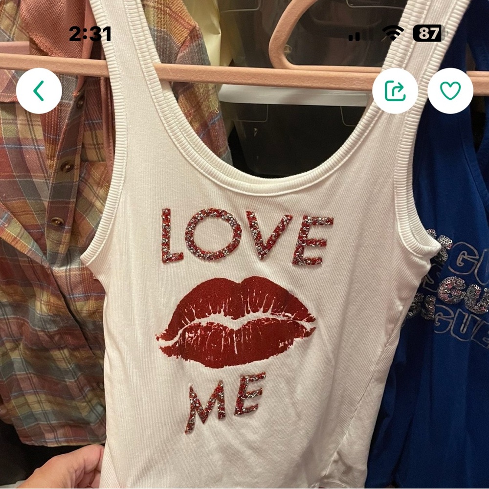 Guess White Embellished Fitted Tank Top